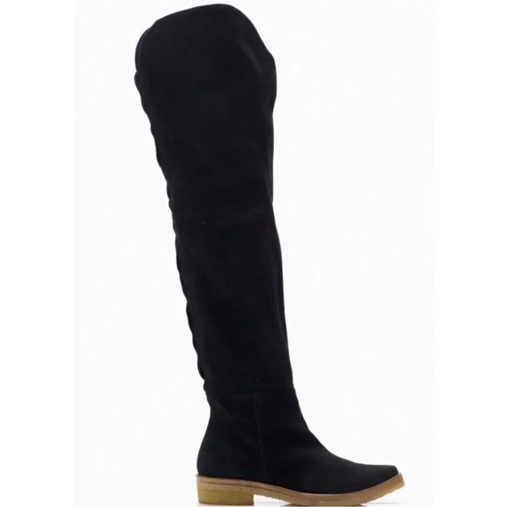 NWOB Free People Banks Suede Slouchy Distressed Over The Knee Boots Sz 36.5/6.5